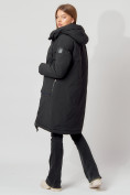 Оптом Пальто утепленное с капюшоном зимнее женское  черного цвета 442187Ch в Екатеринбурге, фото 14