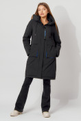 Оптом Пальто утепленное с капюшоном зимнее женское  черного цвета 442187Ch в Екатеринбурге, фото 3