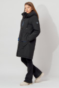 Оптом Пальто утепленное с капюшоном зимнее женское  черного цвета 442187Ch в Екатеринбурге, фото 4
