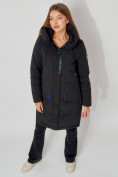 Оптом Пальто утепленное с капюшоном зимнее женское  черного цвета 442187Ch в Екатеринбурге, фото 6