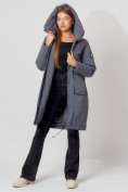 Оптом Пальто утепленное с капюшоном зимнее женское  серого цвета 442187Sr в Екатеринбурге, фото 9