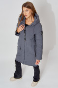 Оптом Пальто утепленное с капюшоном зимнее женское  серого цвета 442187Sr в Екатеринбурге, фото 5