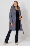 Оптом Пальто утепленное с капюшоном зимнее женское  серого цвета 442187Sr в Екатеринбурге, фото 6