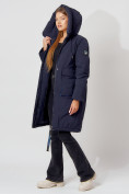 Оптом Пальто утепленное с капюшоном зимнее женское  темно-синего цвета 442187TS в Екатеринбурге, фото 6