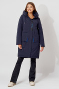 Оптом Пальто утепленное с капюшоном зимнее женское  темно-синего цвета 442187TS в Екатеринбурге, фото 7