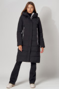 Оптом Пальто утепленное с капюшоном зимние женское  черного цвета 442189Ch в Казани
