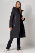 Оптом Пальто утепленное с капюшоном зимние женское  черного цвета 442189Ch в Казани, фото 11