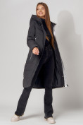 Оптом Пальто утепленное с капюшоном зимние женское  черного цвета 442189Ch в Казани, фото 12