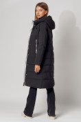 Оптом Пальто утепленное с капюшоном зимние женское  черного цвета 442189Ch в Казани, фото 13