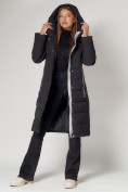 Оптом Пальто утепленное с капюшоном зимние женское  черного цвета 442189Ch в Казани, фото 15