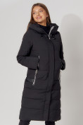 Оптом Пальто утепленное с капюшоном зимние женское  черного цвета 442189Ch в Казани, фото 4