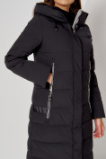 Оптом Пальто утепленное с капюшоном зимние женское  черного цвета 442189Ch в Казани, фото 8