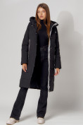 Оптом Пальто утепленное с капюшоном зимние женское  черного цвета 442189Ch в Казани, фото 9
