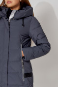 Оптом Пальто утепленное с капюшоном зимние женское  темно-синего цвета 442189TS в Казани, фото 12