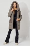 Оптом Пальто утепленное с капюшоном зимнее женское  коричневого цвета 442197K, фото 11