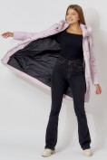 Оптом Пальто утепленное с капюшоном зимнее женское  розового цвета 442197R в Казани, фото 5