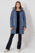 Оптом Пальто утепленное с капюшоном зимнее женское  синего цвета 442197S в Екатеринбурге, фото 7