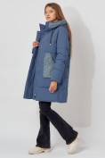Оптом Пальто утепленное с капюшоном зимнее женское  синего цвета 442197S в Екатеринбурге, фото 8