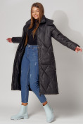 Оптом Пальто утепленное стеганое зимнее женское  черного цвета 448601Ch в Казани, фото 11