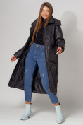 Оптом Пальто утепленное стеганое зимнее женское  черного цвета 448601Ch, фото 12