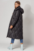 Оптом Пальто утепленное стеганое зимнее женское  черного цвета 448601Ch, фото 9