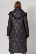 Оптом Пальто утепленное стеганое зимнее женское  черного цвета 448601Ch, фото 17