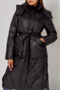 Оптом Пальто утепленное стеганое зимнее женское  черного цвета 448601Ch, фото 14