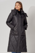 Оптом Пальто утепленное стеганое зимнее женское  черного цвета 448601Ch в Казани, фото 3