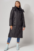 Оптом Пальто утепленное стеганое зимнее женское  черного цвета 448601Ch в Казани, фото 6