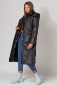 Оптом Пальто утепленное стеганое зимнее женское  черного цвета 448601Ch в Екатеринбурге, фото 8