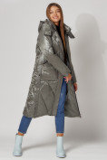 Оптом Пальто утепленное стеганое зимнее женское  цвета хаки 448601Kh в Екатеринбурге, фото 11