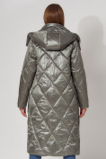 Оптом Пальто утепленное стеганое зимнее женское  цвета хаки 448601Kh в Екатеринбурге, фото 18