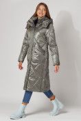 Оптом Пальто утепленное стеганое зимнее женское  цвета хаки 448601Kh в Екатеринбурге, фото 5