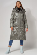 Оптом Пальто утепленное стеганое зимнее женское  цвета хаки 448601Kh в Екатеринбурге, фото 6