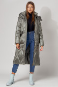 Оптом Пальто утепленное стеганое зимнее женское  цвета хаки 448601Kh в Екатеринбурге, фото 7