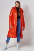 Оптом Пальто утепленное стеганое зимнее женское  оранжевого цвета 448601O в Казани, фото 3