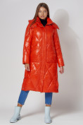 Оптом Пальто утепленное стеганое зимнее женское  оранжевого цвета 448601O в Екатеринбурге, фото 8