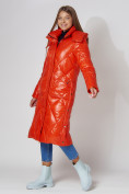 Оптом Пальто утепленное стеганое зимнее женское  оранжевого цвета 448601O в Казани, фото 9