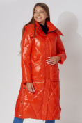 Оптом Пальто утепленное стеганое зимнее женское  оранжевого цвета 448601O в Казани, фото 12