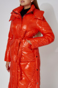 Оптом Пальто утепленное стеганое зимнее женское  оранжевого цвета 448601O в Казани, фото 13