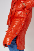 Оптом Пальто утепленное стеганое зимнее женское  оранжевого цвета 448601O в Казани, фото 14