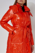 Оптом Пальто утепленное стеганое зимнее женское  оранжевого цвета 448601O в Екатеринбурге, фото 15