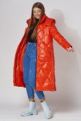 Оптом Пальто утепленное стеганое зимнее женское  оранжевого цвета 448601O в Екатеринбурге, фото 2