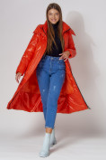 Оптом Пальто утепленное стеганое зимнее женское  оранжевого цвета 448601O в Екатеринбурге