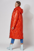 Оптом Пальто утепленное стеганое зимнее женское  оранжевого цвета 448601O в Екатеринбурге, фото 4