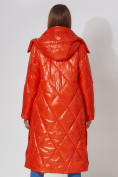 Оптом Пальто утепленное стеганое зимнее женское  оранжевого цвета 448601O, фото 16