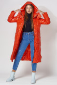Оптом Пальто утепленное стеганое зимнее женское  оранжевого цвета 448601O в Казани, фото 5