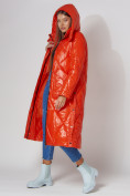 Оптом Пальто утепленное стеганое зимнее женское  оранжевого цвета 448601O в Казани, фото 6