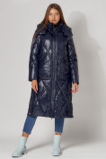 Оптом Пальто утепленное стеганое зимнее женское  темно-синего цвета 448601TS, фото 10
