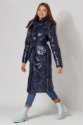Оптом Пальто утепленное стеганое зимнее женское  темно-синего цвета 448601TS, фото 15